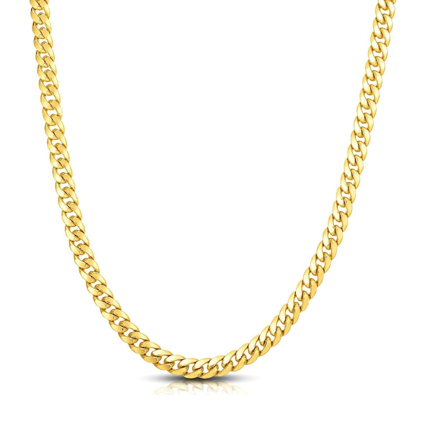7.0mm 14k Yellow Gold Classic Miami Cuban Solid Chain Bids.com