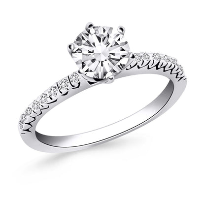 14k White Gold Engagement Ring with Fishtail Diamond Accents Bids.com