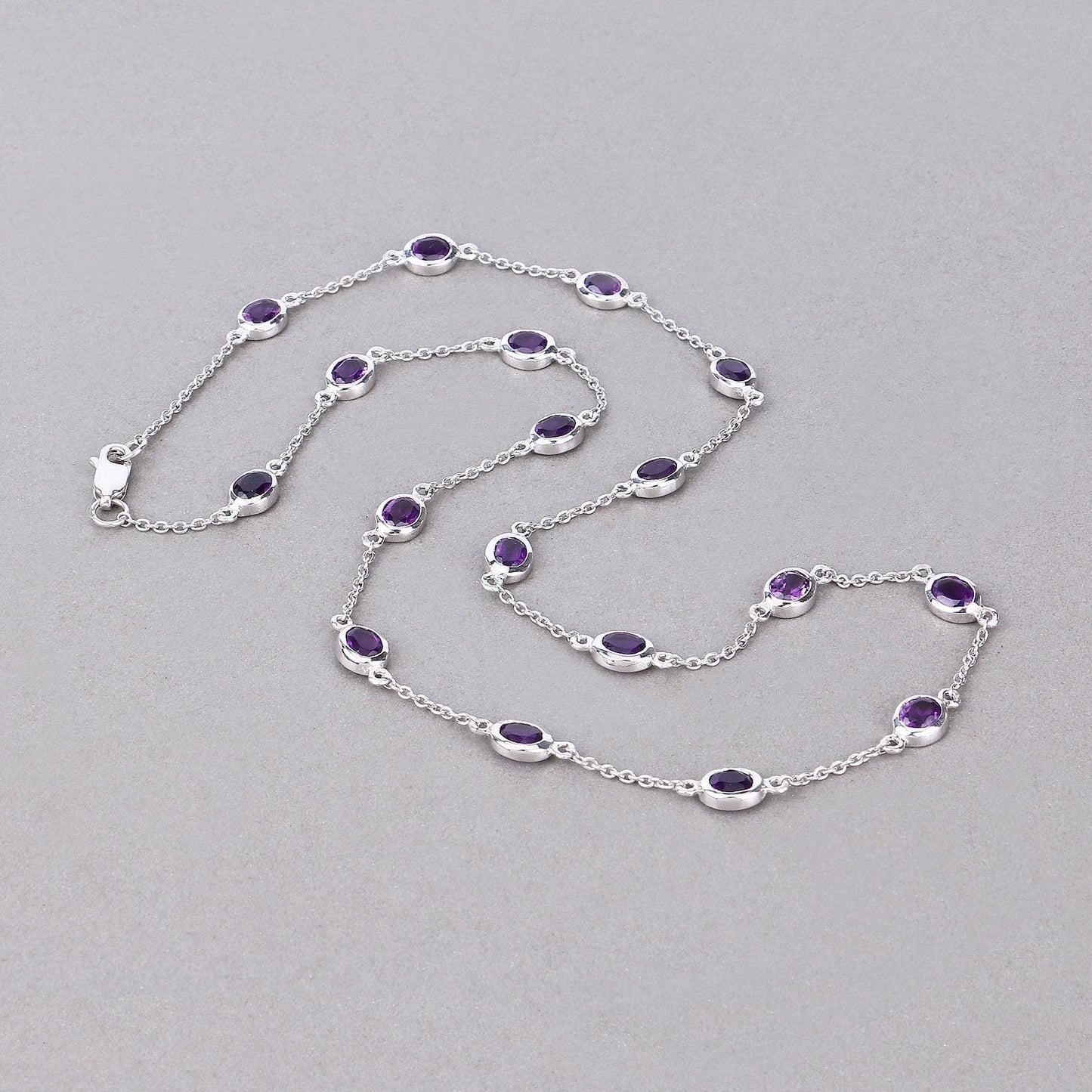 6.12 Carat Genuine Amethyst .925 Sterling Silver Necklace Bids.com