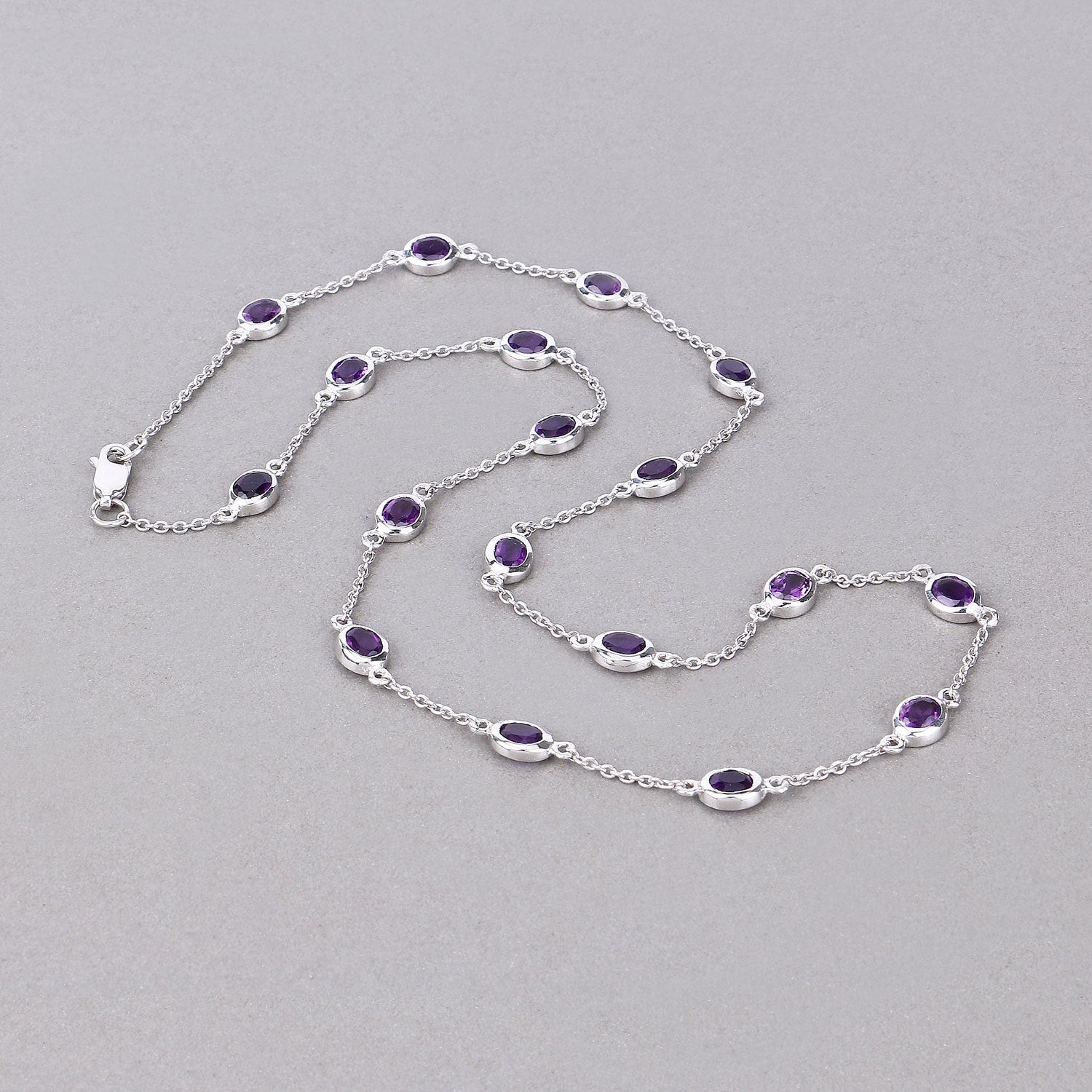 6.12 Carat Genuine Amethyst .925 Sterling Silver Necklace Bids.com