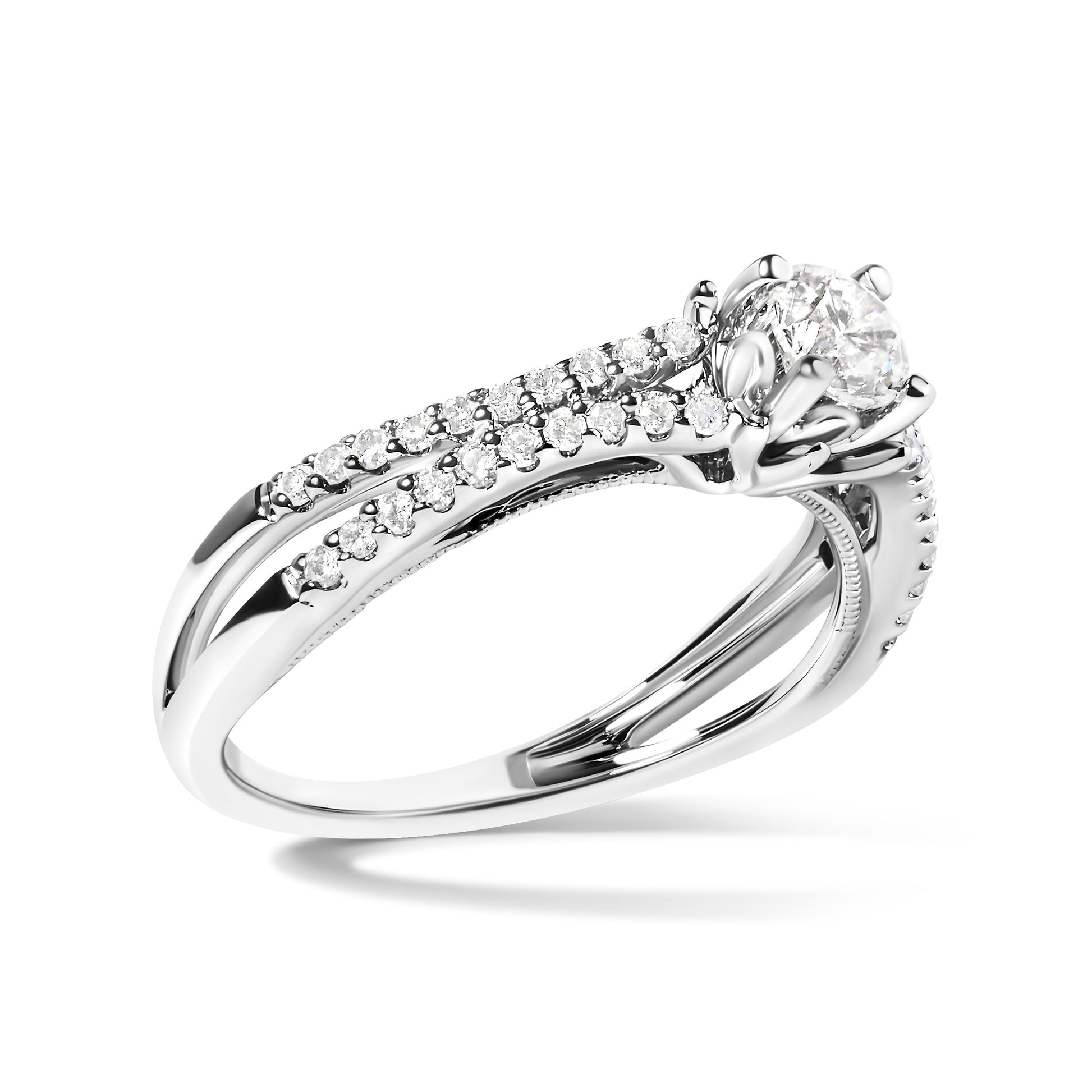 14K White Gold 5/8 Cttw Diamond Split Shank Engagement Ring  (G-H Color, VS2-SI1 Clarity) - Size 7 Bids.com