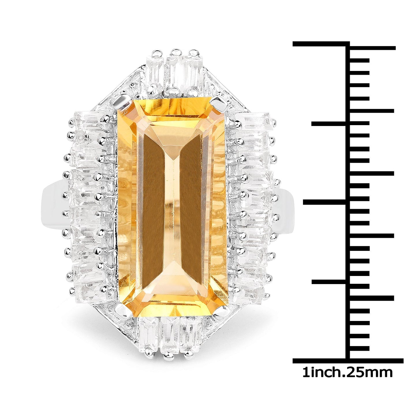 9.13 Carat Genuine Citrine & White Topaz .925 Sterling Silver Ring Bids.com