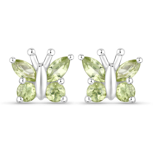 1.00 Carat Genuine Peridot .925 Sterling Silver Earrings Bids.com