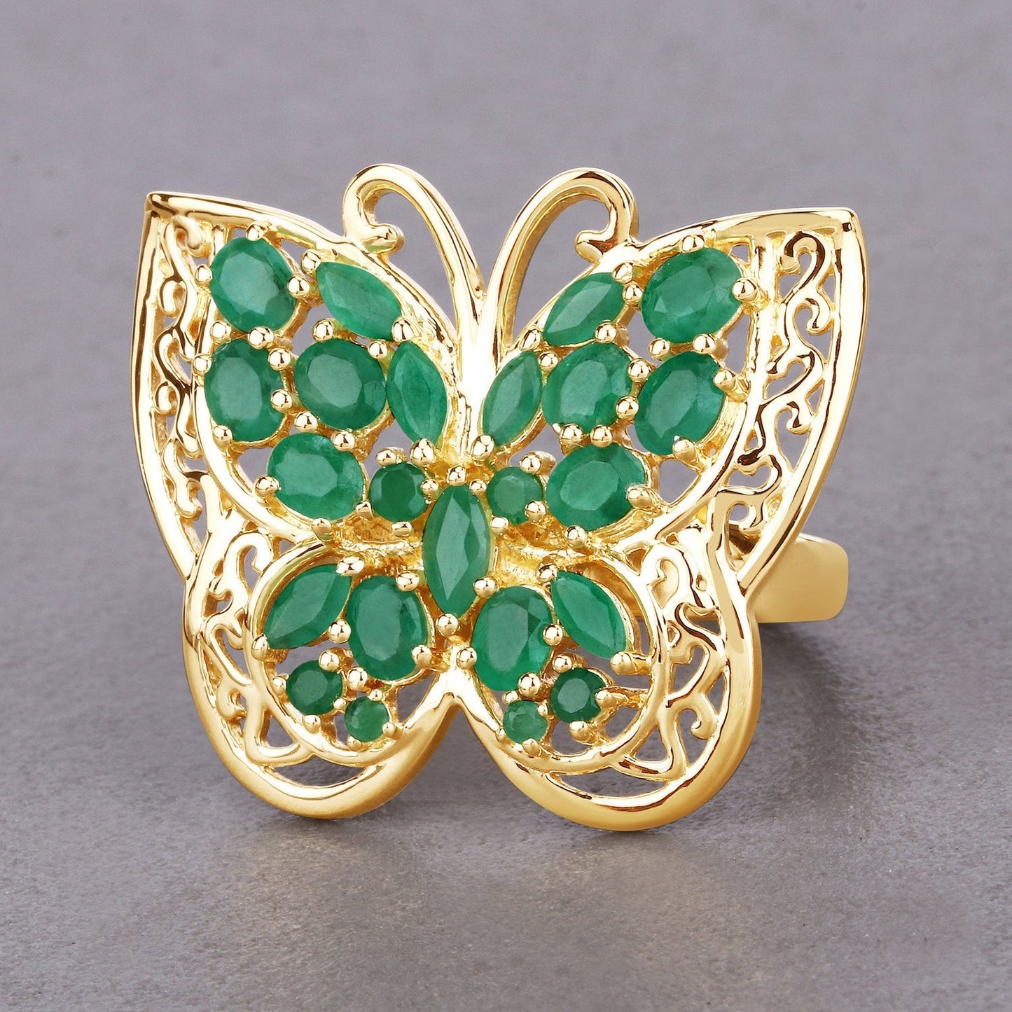 2.09 Carat Genuine Emerald .925 Sterling Silver Ring Bids.com