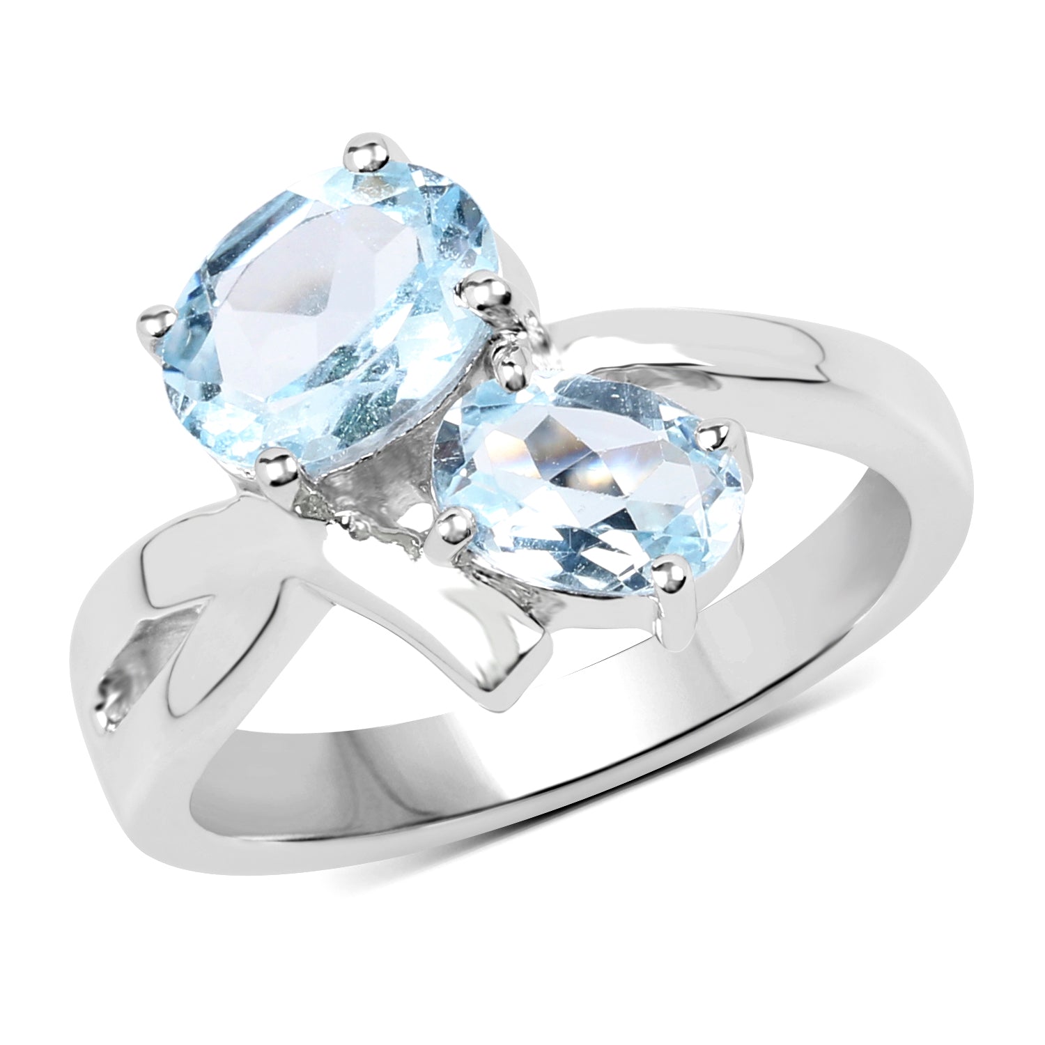 2.55 Carat Genuine Blue Topaz .925 Sterling Silver Ring Bids.com