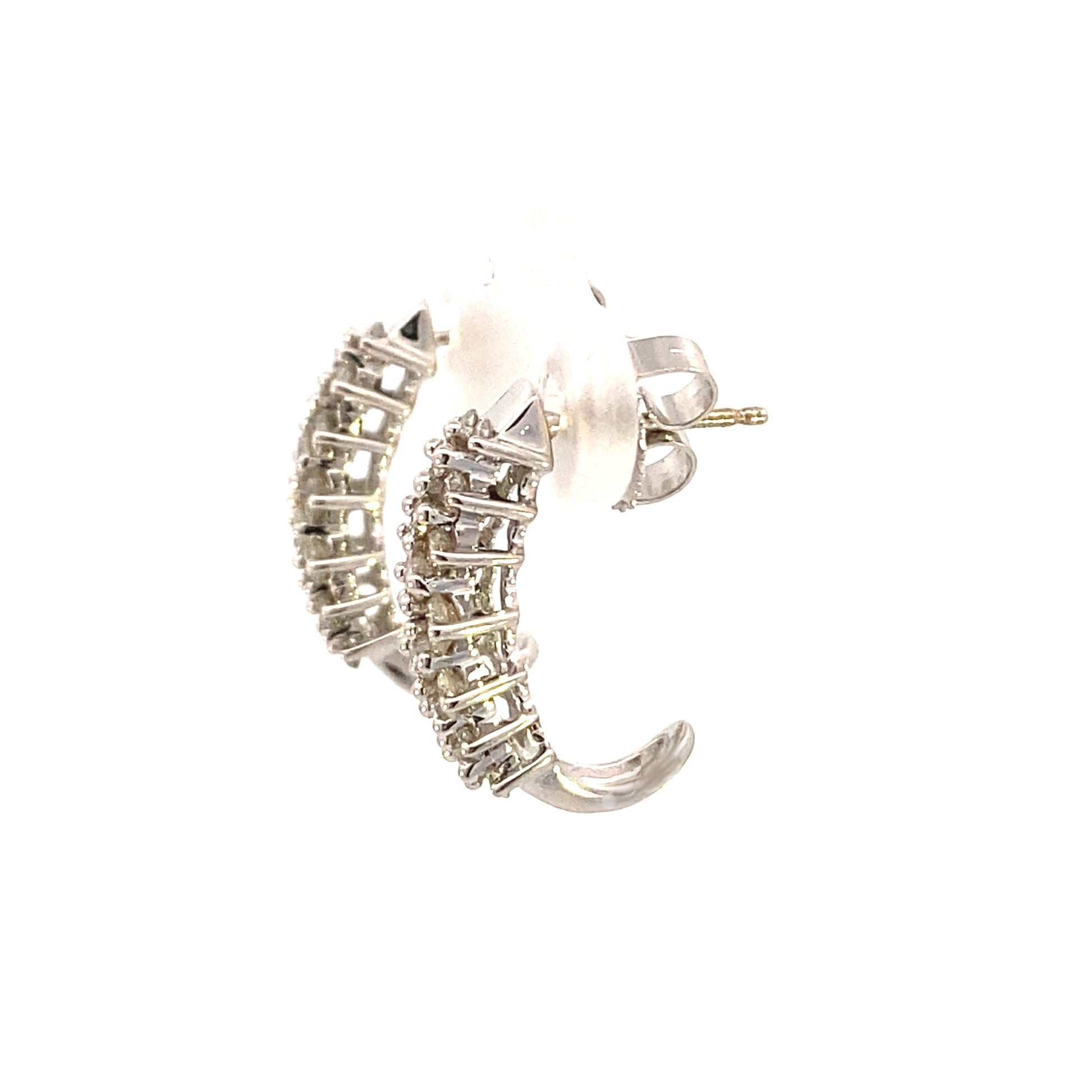 1.09ct Diamond Diamond Hoop Earrings 14KT White Gold Bids.com