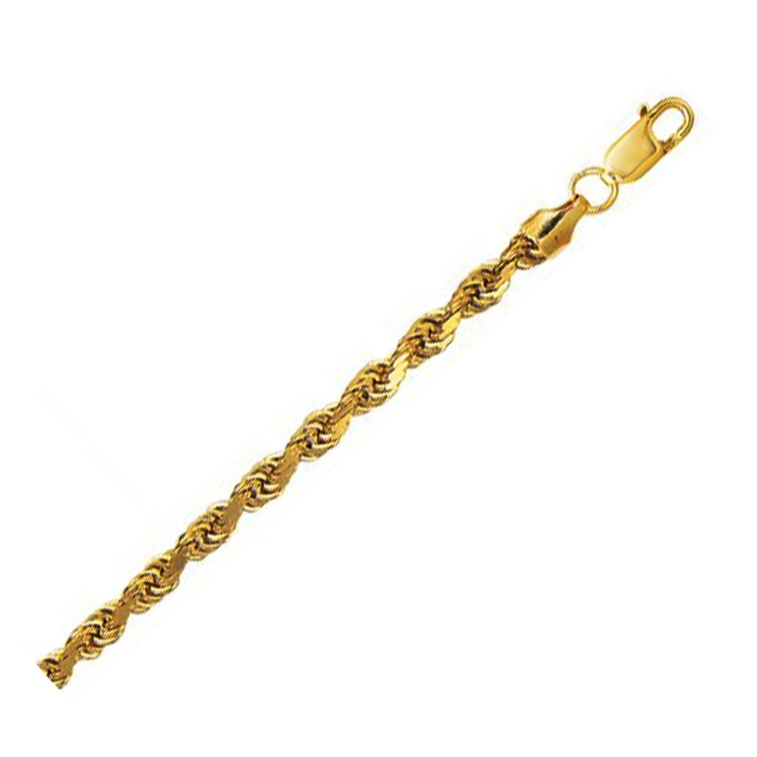 10K Yellow Gold Hollow Diamond Cut Rope Chain (5.00 mm) Bids.com