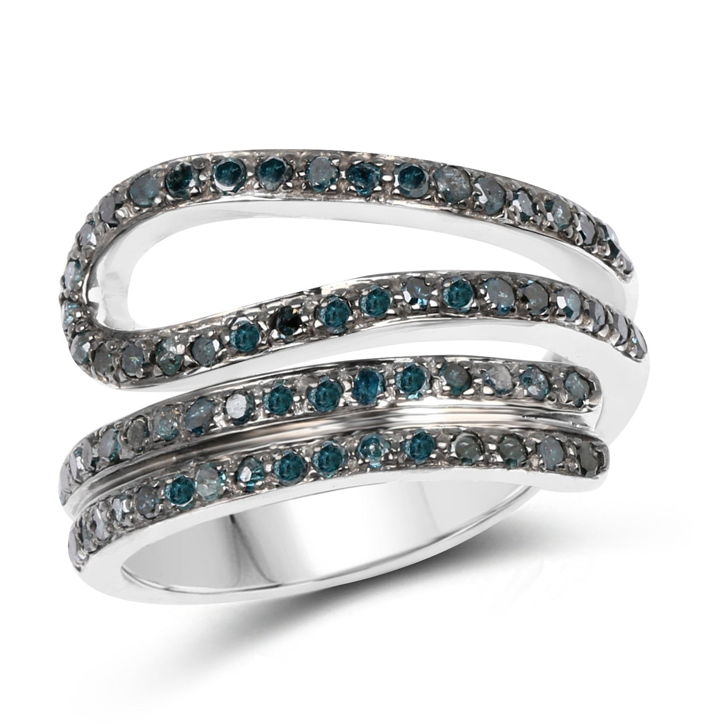 0.83 Carat Genuine Blue Diamond .925 Sterling Silver Ring Bids.com