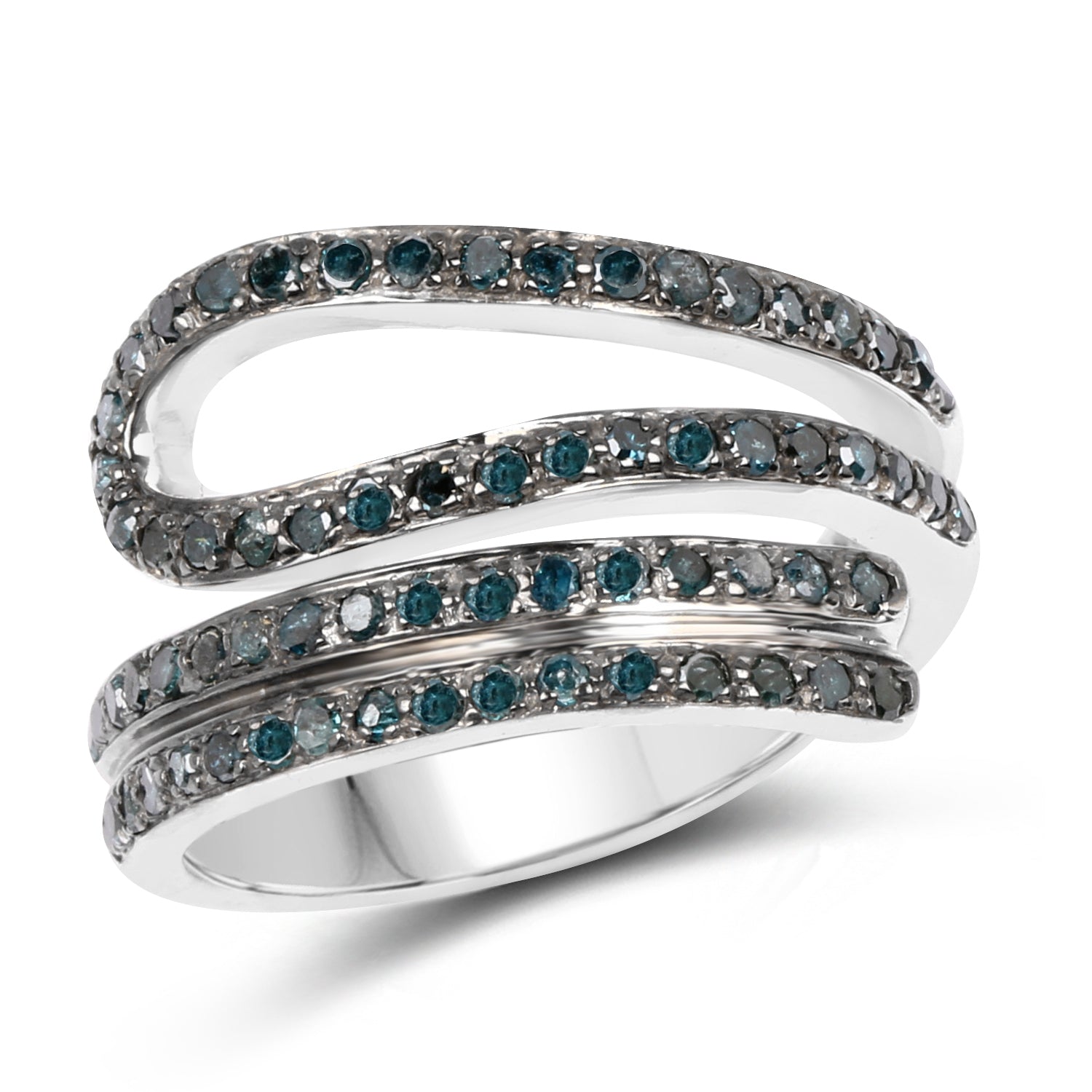 0.83 Carat Genuine Blue Diamond .925 Sterling Silver Ring Bids.com
