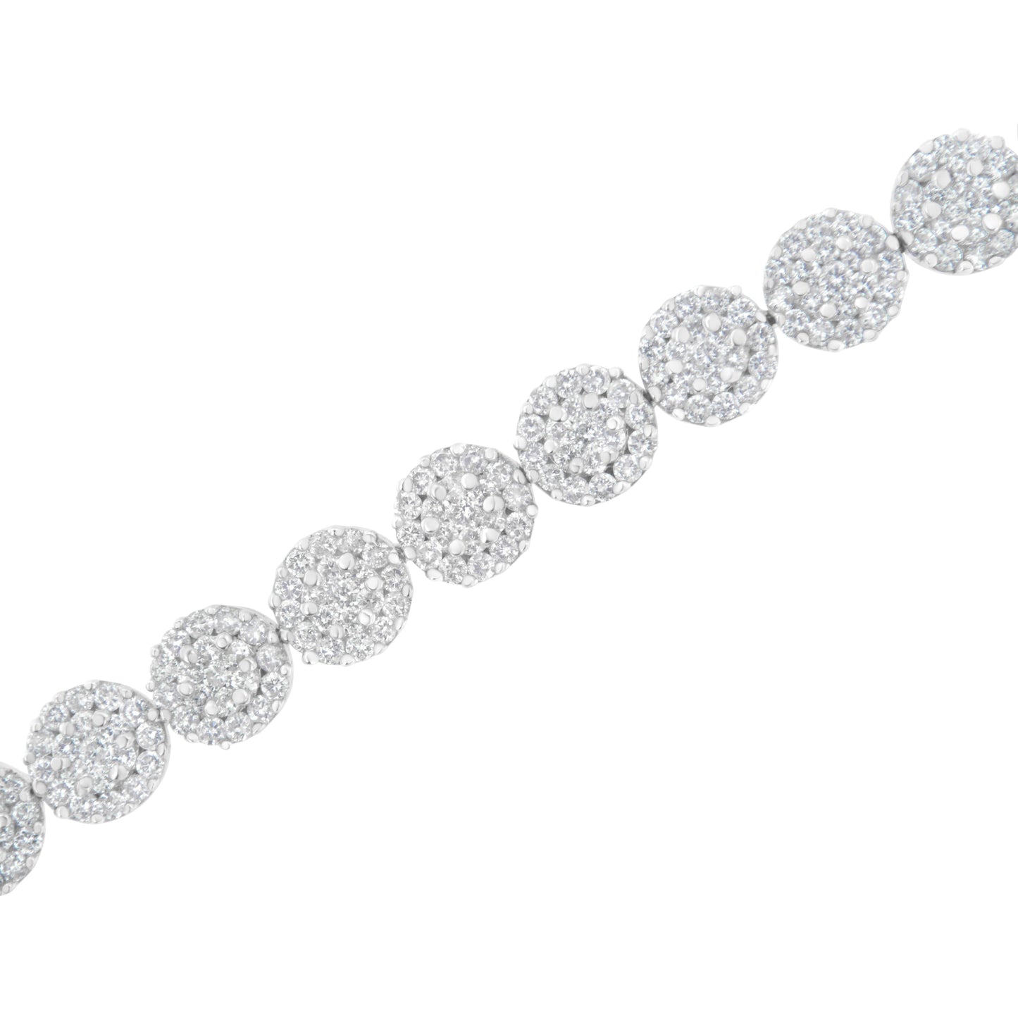 14K White Gold 3-3/4 Cttw Round-Brilliant Cut Diamond 7-1/4" Round Cluster Links Tennis Bracelet (I-J Color, SI2-I1 Clarity) Bids.com