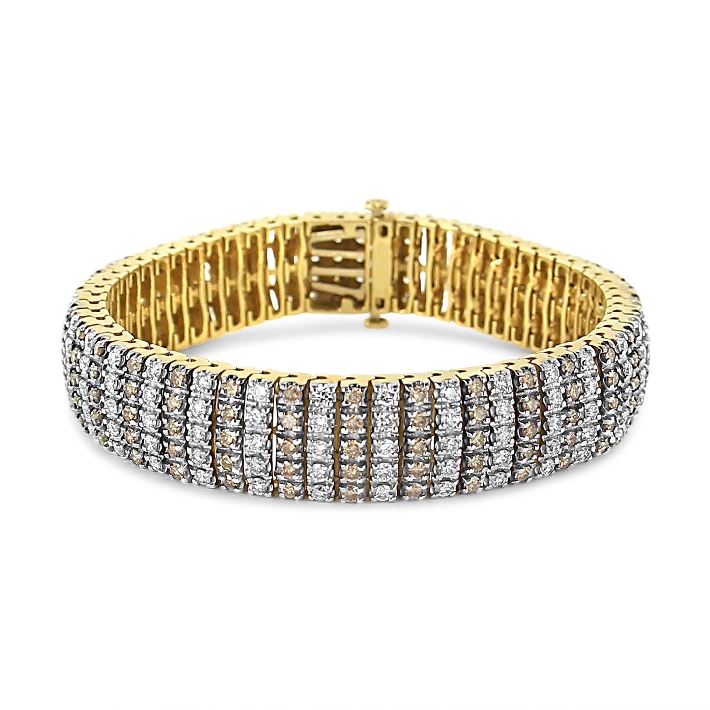 10K Yellow Gold 10-1/3 Cttw Alternating Coco Color and White Diamond 5 Row Tennis Bracelet (Brown/H-I Color, SI1-SI2 Clarity) - Size 7.25 Bids.com