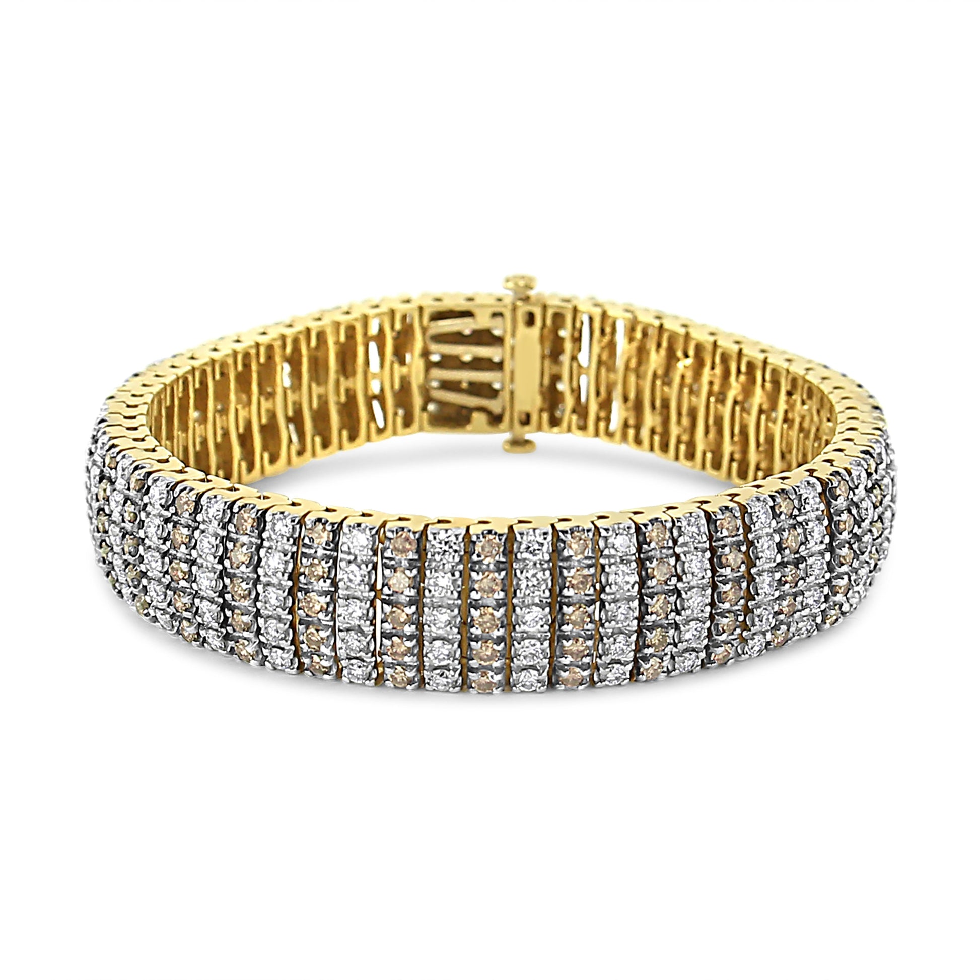 10K Yellow Gold 10-1/3 Cttw Alternating Coco Color and White Diamond 5 Row Tennis Bracelet (Brown/H-I Color, SI1-SI2 Clarity) - Size 7.25 Bids.com