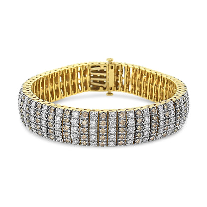 10K Yellow Gold 10-1/3 Cttw Alternating Coco Color and White Diamond 5 Row Tennis Bracelet (Brown/H-I Color, SI1-SI2 Clarity) - Size 7.25 Bids.com