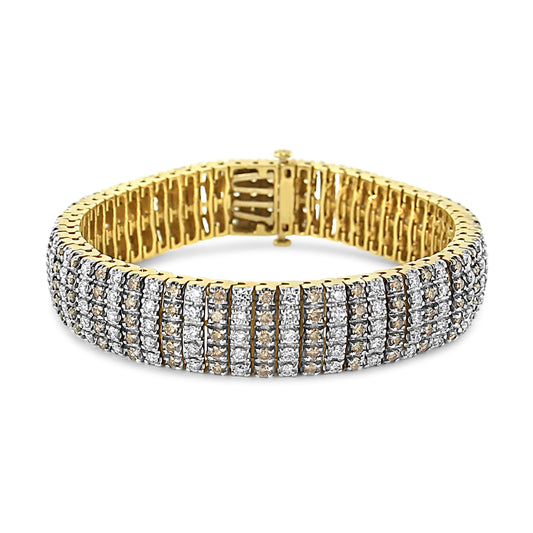 10K Yellow Gold 10-1/3 Cttw Alternating Coco Color and White Diamond 5 Row Tennis Bracelet (Brown/H-I Color, SI1-SI2 Clarity) - Size 7.25 Bids.com
