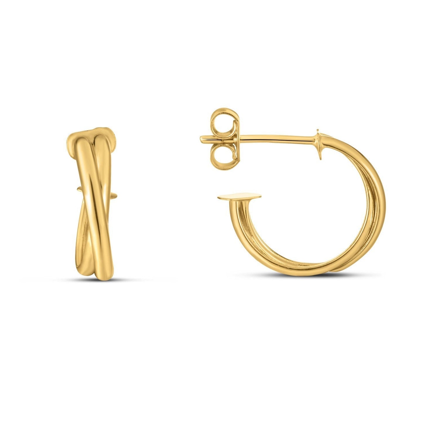 14k Yellow Gold Crossover Hoops Bids.com