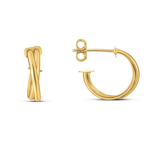 14k Yellow Gold Crossover Hoops Bids.com