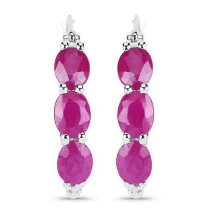 1.81 Carat Genuine Ruby and White Diamond .925 Sterling Silver Earrings Bids.com