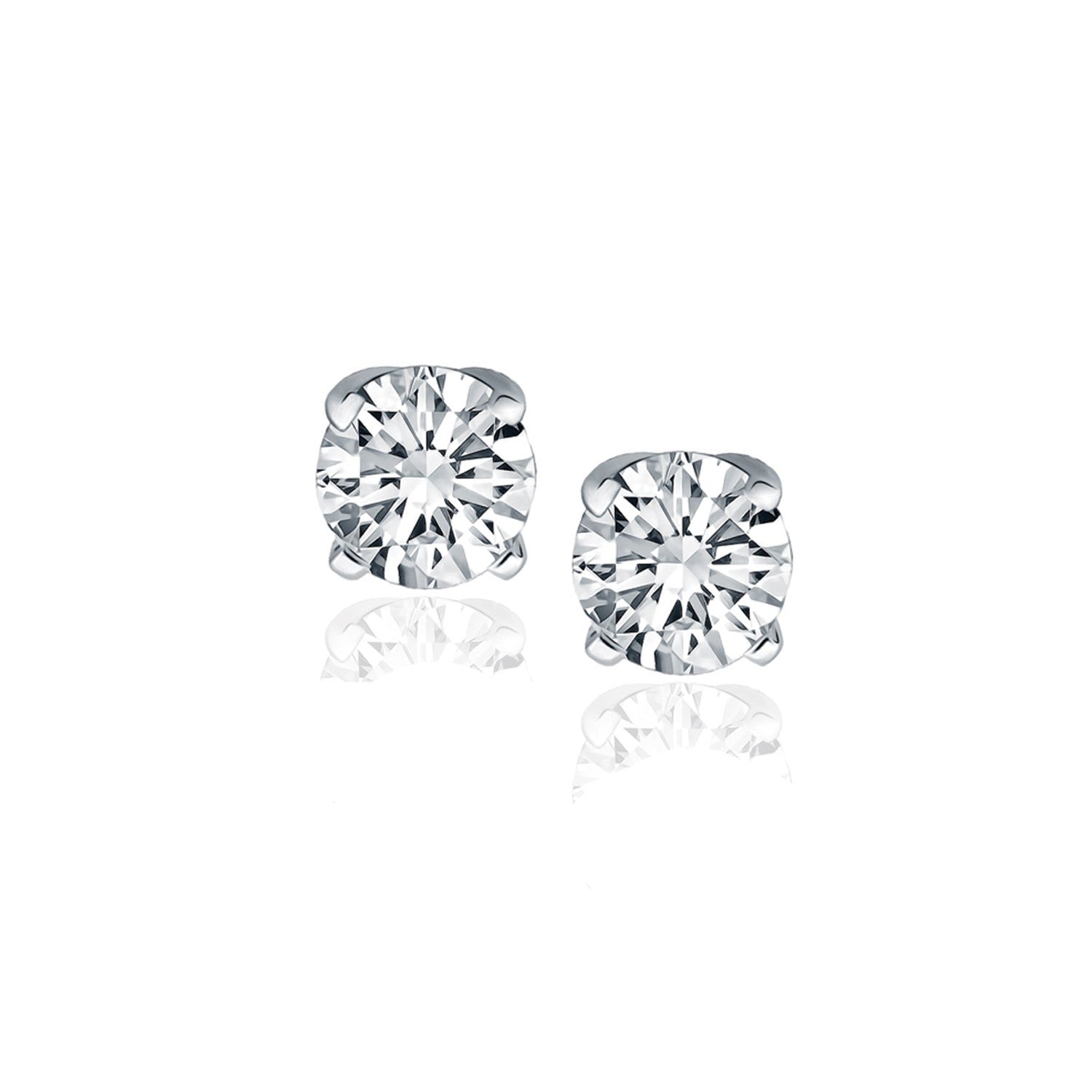 14k White Gold Diamond Four Prong Stud Earrings (1 cttw) Bids.com