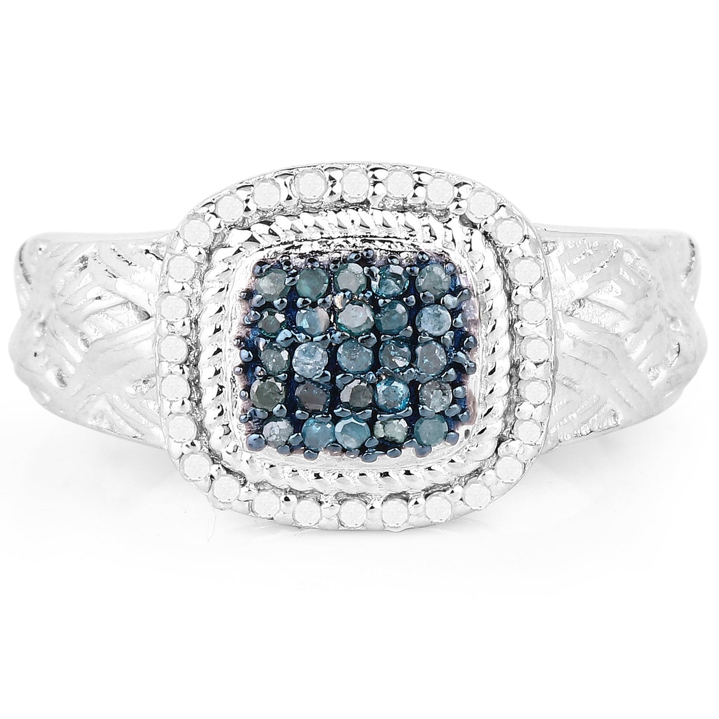 0.28 Carat Genuine Blue Diamond and White Diamond .925 Sterling Silver Ring Bids.com