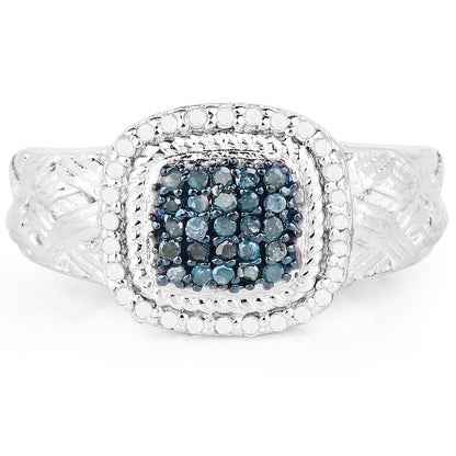0.28 Carat Genuine Blue Diamond and White Diamond .925 Sterling Silver Ring Bids.com