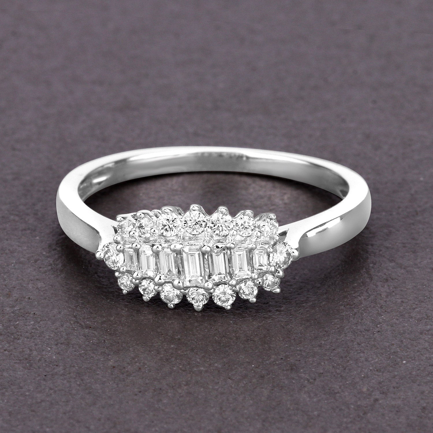 0.37 Carat Genuine White Diamond 14K White Gold Ring (E-F Color, VS-SI Clarity) Bids.com