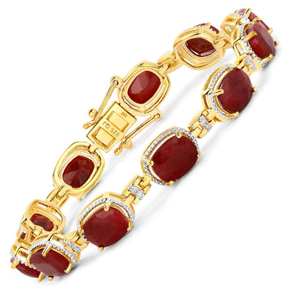 21.11 Carat Dyed Ruby and White Diamond .925 Sterling Silver Bracelet Bids.com