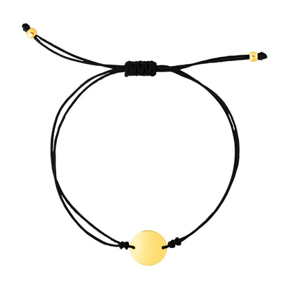 9 1/4 inch Black Cord Adjustable Bracelet with 14k Yellow Gold Circle Bids.com