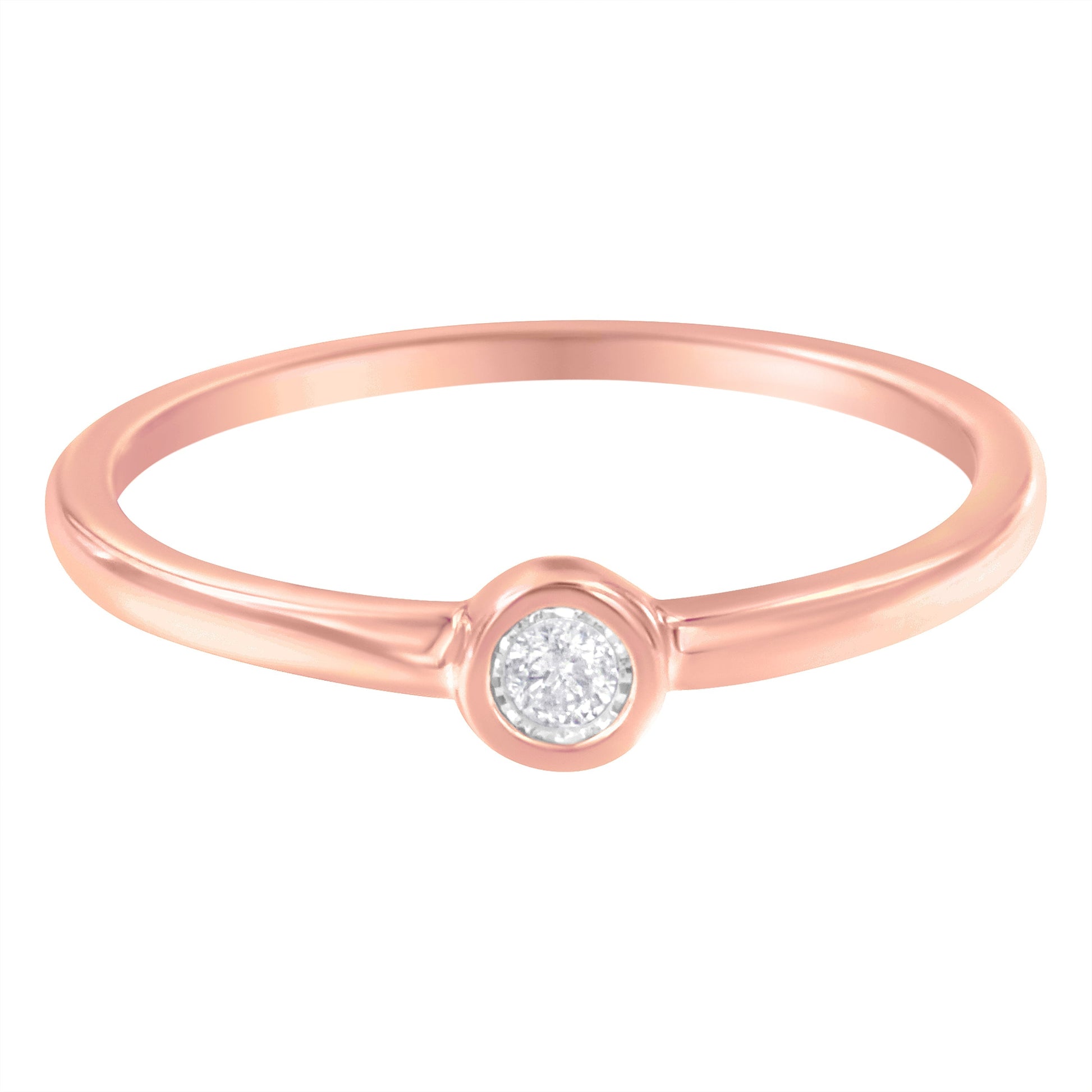 14K Rose Gold Plated .925 Sterling Silver Miracle Set Diamond Ring (1/20 Cttw, J-K Color, I1-I2 Clarity) - Size 6 Bids.com