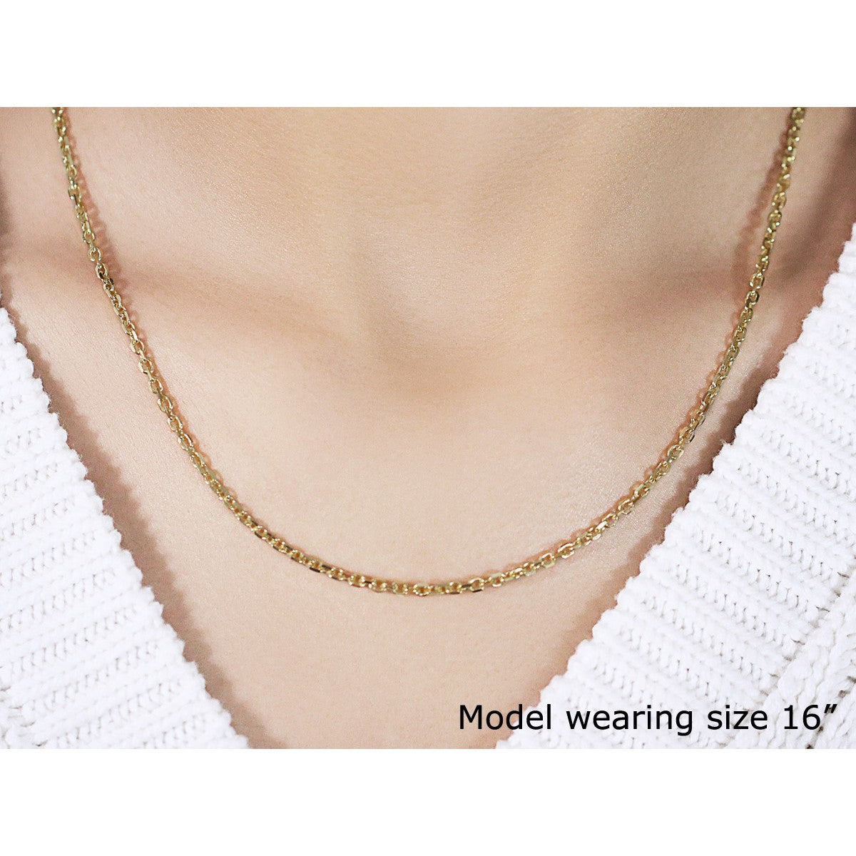 2.6mm 14k Yellow Gold Diamond Cut Cable Link Chain Bids.com