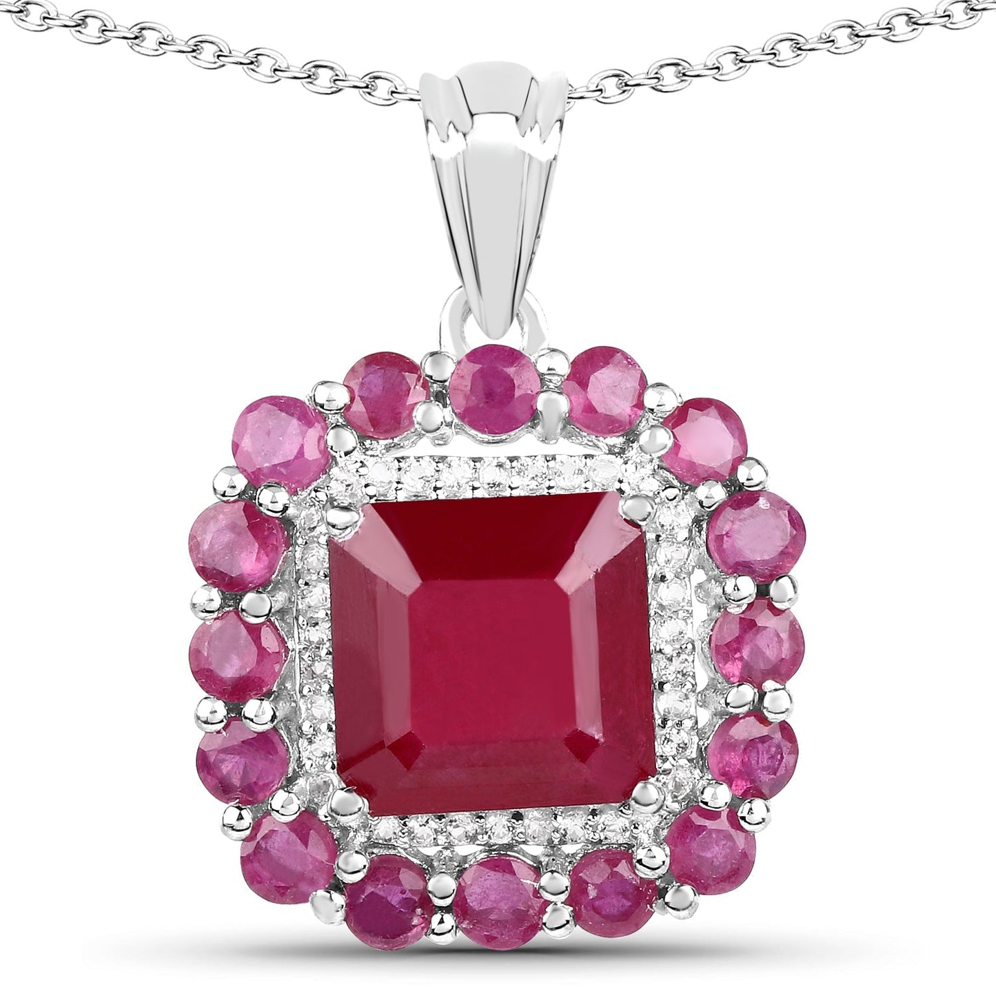 8.48 Carat Glass Filled Ruby and White Topaz .925 Sterling Silver Pendant Bids.com