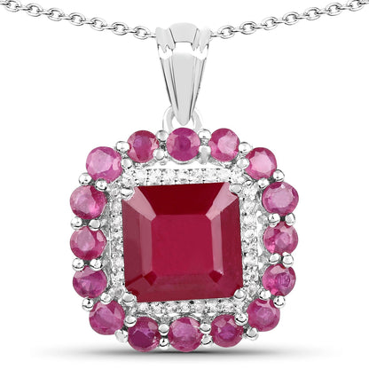 8.48 Carat Glass Filled Ruby and White Topaz .925 Sterling Silver Pendant Bids.com