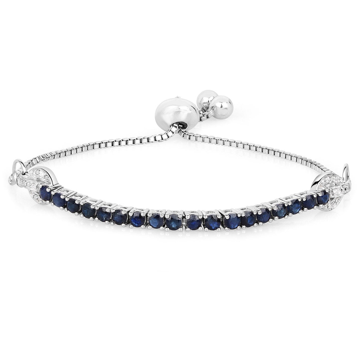 2.41 Carat Genuine Blue Sapphire and White Zircon .925 Sterling Silver Bracelet Bids.com