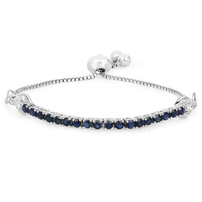 2.41 Carat Genuine Blue Sapphire and White Zircon .925 Sterling Silver Bracelet Bids.com