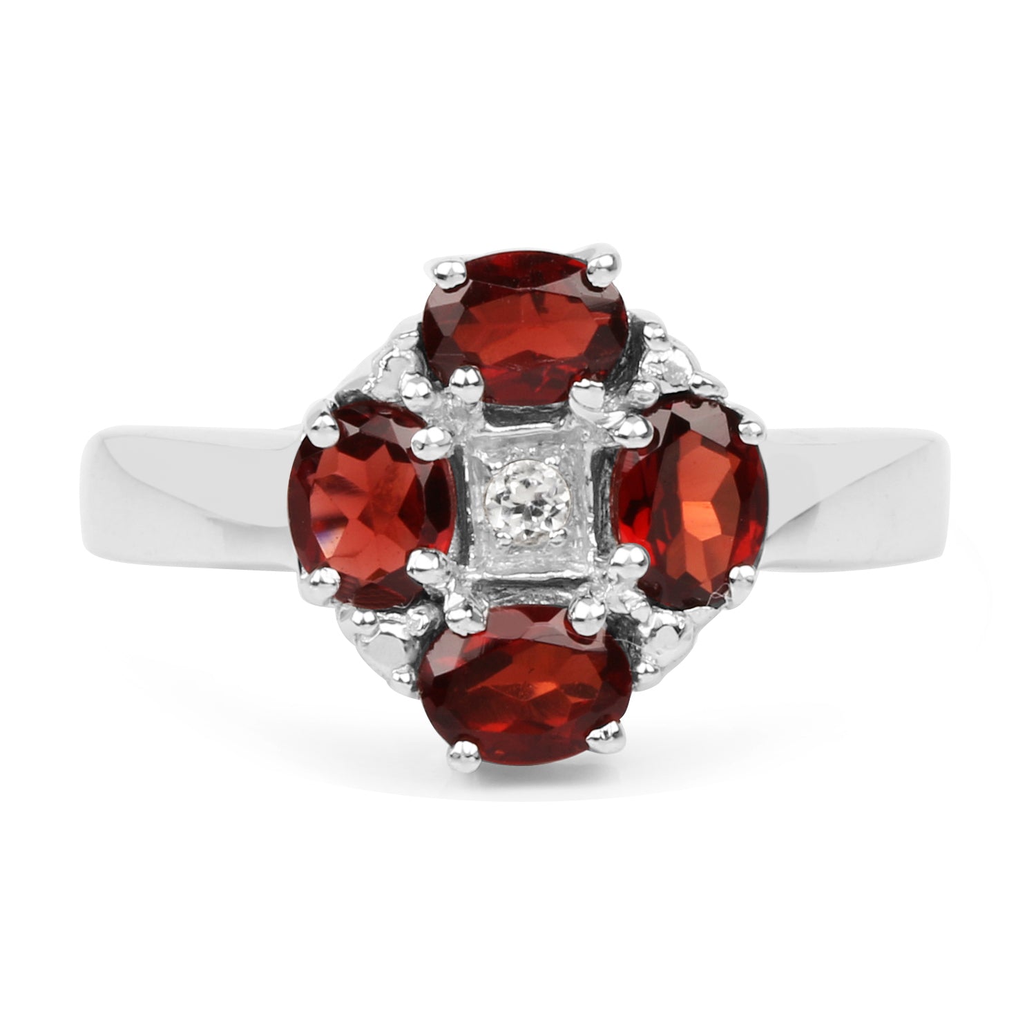 2.02 Carat Genuine Garnet & White Topaz .925 Sterling Silver Ring Bids.com