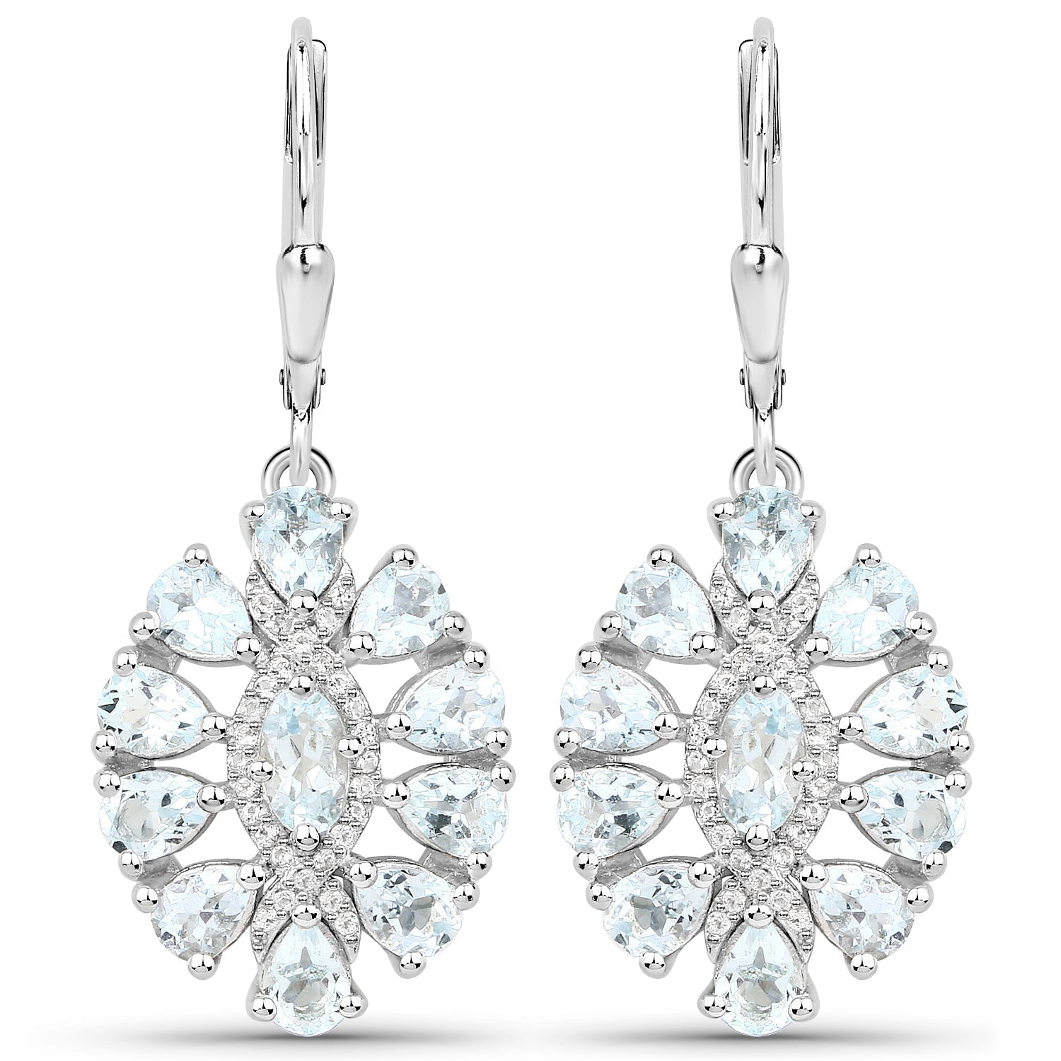 2.93 Carat Genuine Aquamarine and White Topaz .925 Sterling Silver Earrings Bids.com
