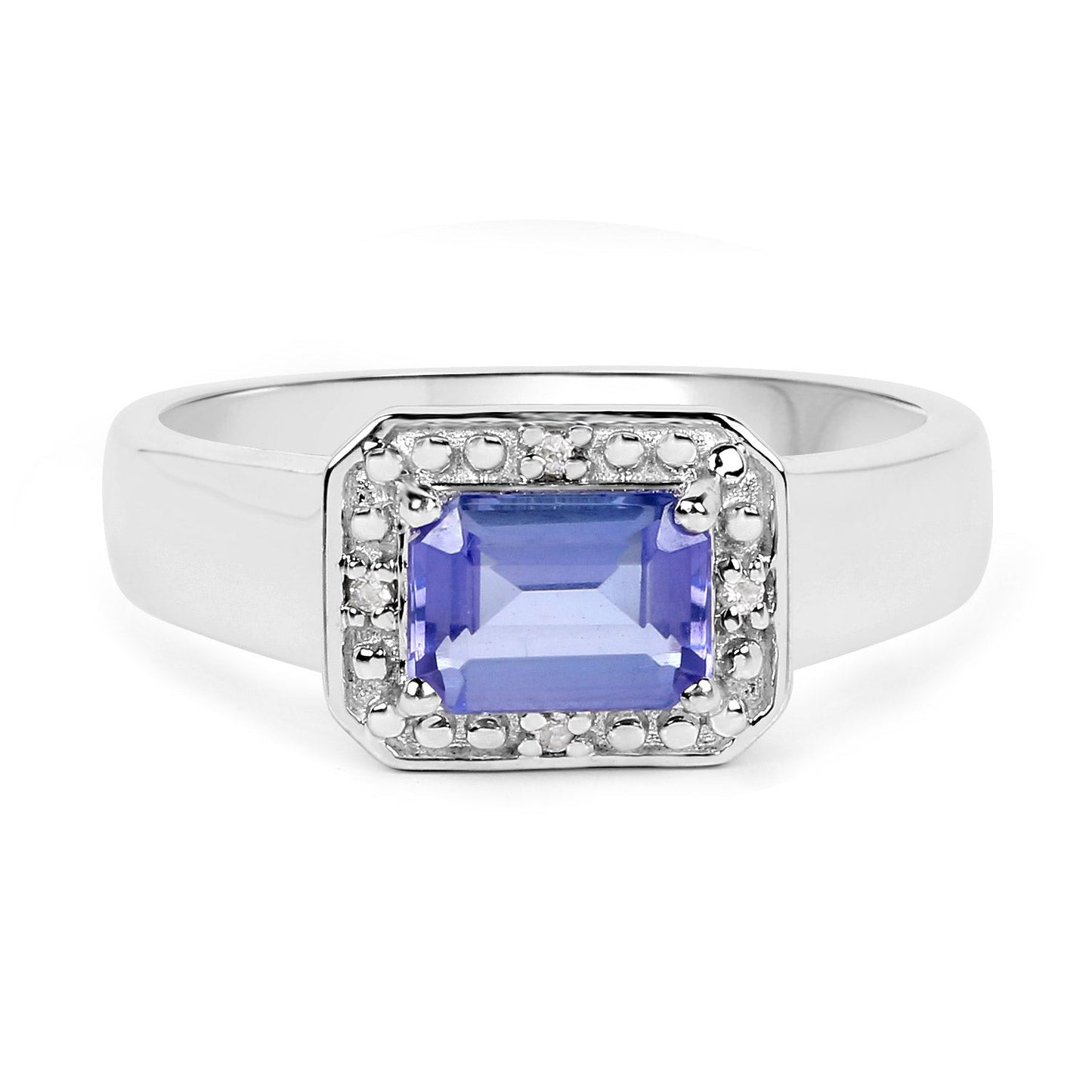 1.12 Carat Genuine Tanzanite and White Topaz .925 Sterling Silver Ring Bids.com