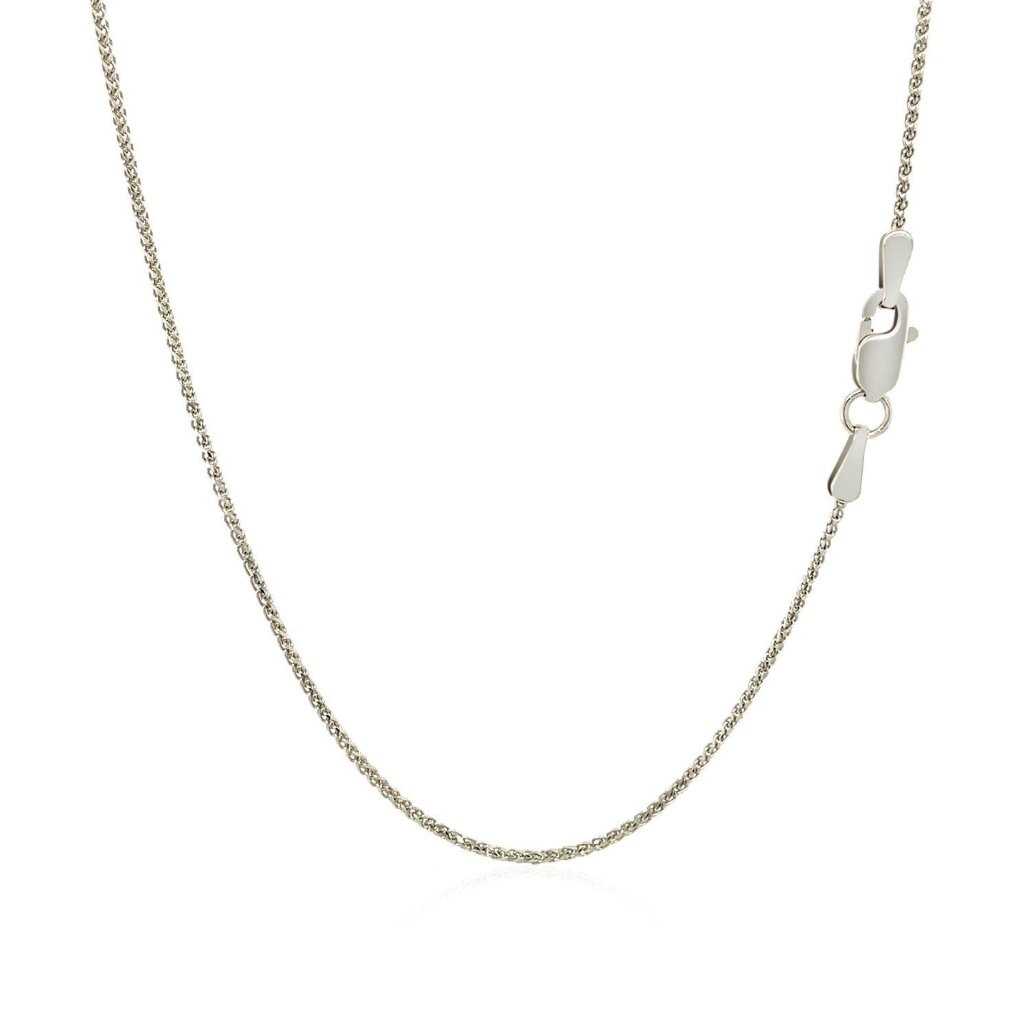 14k White Gold Diamond Cut Round Wheat Chain 1.0mm Bids.com