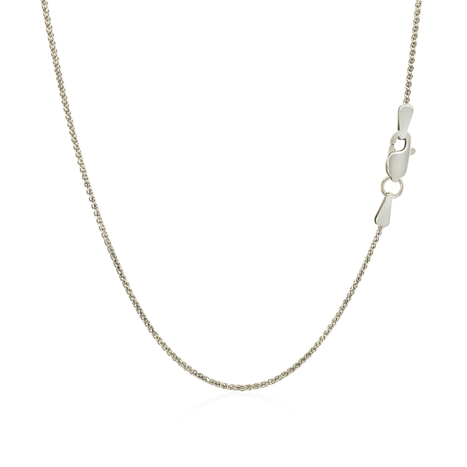 14k White Gold Diamond Cut Round Wheat Chain 1.0mm Bids.com