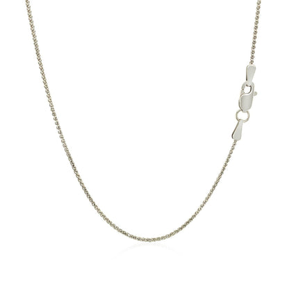 14k White Gold Diamond Cut Round Wheat Chain 1.0mm Bids.com