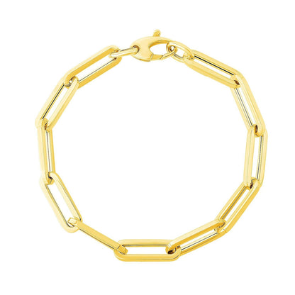 14K Yellow Gold Extra Wide Paperclip Chain Bracelet Bids.com