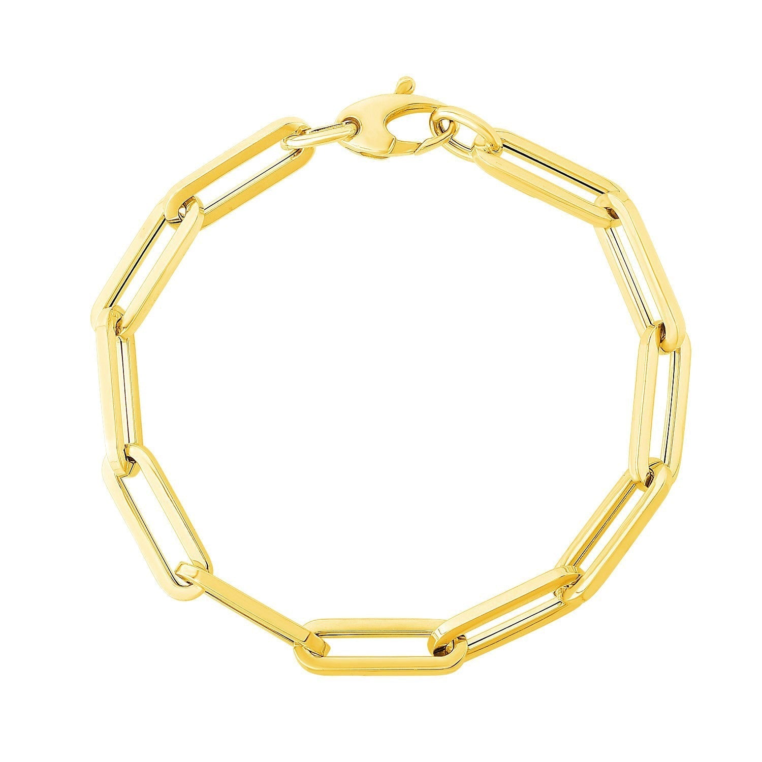 14K Yellow Gold Extra Wide Paperclip Chain Bracelet Bids.com