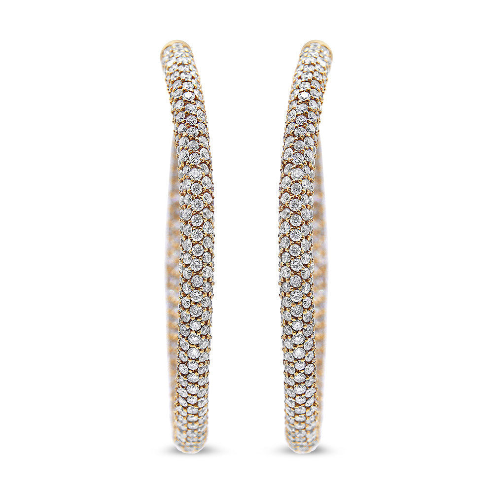 18K Rose Gold 6.90 Cttw Pave Set Diamond Inside Out Eternity Hoop Earrings (F-G Color, VS1-VS2 Clarity) Bids.com