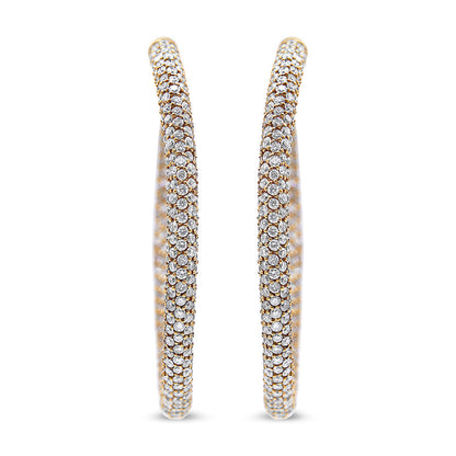 18K Rose Gold 6.90 Cttw Pave Set Diamond Inside Out Eternity Hoop Earrings (F-G Color, VS1-VS2 Clarity) Bids.com