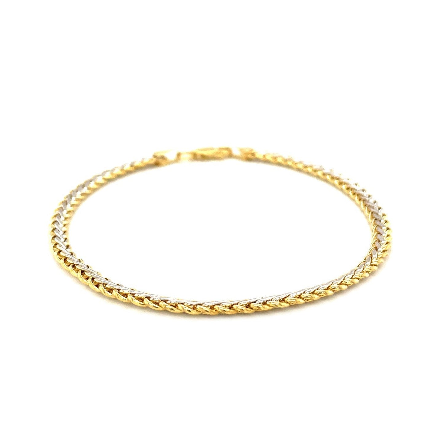 Two-Toned Fine Wheat Chain Bracelet in 10k Yellow and White Gold Bids.com