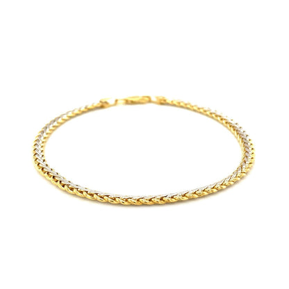 Two-Toned Fine Wheat Chain Bracelet in 10k Yellow and White Gold Bids.com