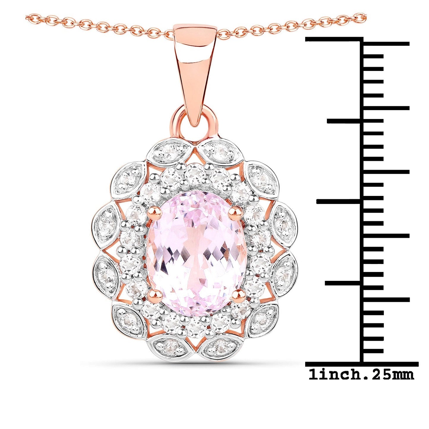 4.26 Carat Genuine Kunzite and White Topaz .925 Sterling Silver Pendant Bids.com