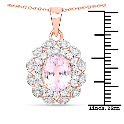 4.26 Carat Genuine Kunzite and White Topaz .925 Sterling Silver Pendant Bids.com