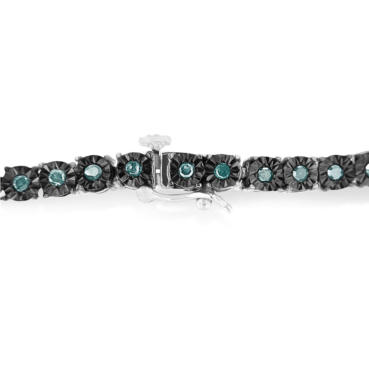 Black Rhodium Plated .925 Sterling Silver 1.0 Cttw Diamond Miracle Tennis Bracelet (Enhanced Blue Color, I3 Clarity) - 7" Bids.com