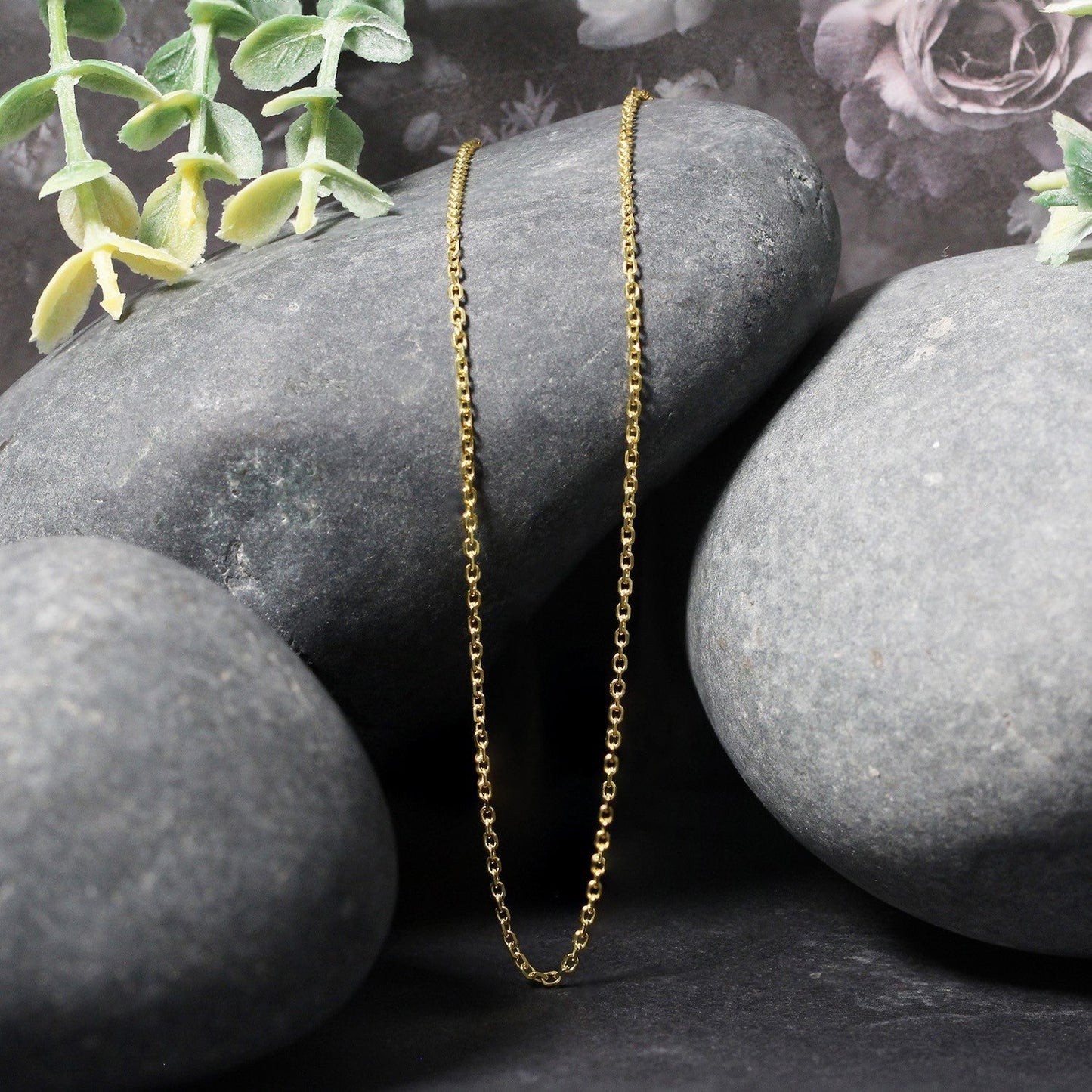 14k Yellow Gold Diamond Cut Cable Link Chain 1.4mm Bids.com