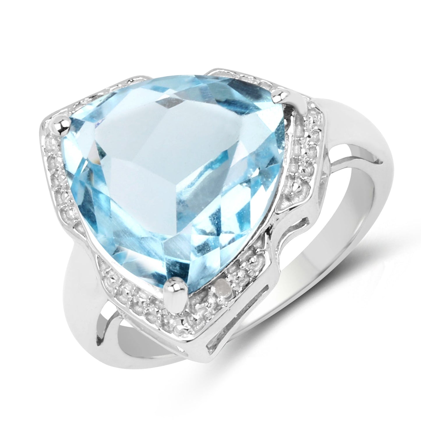 8.30 Carat Genuine Blue Topaz & White Diamond .925 Sterling Silver Ring Bids.com